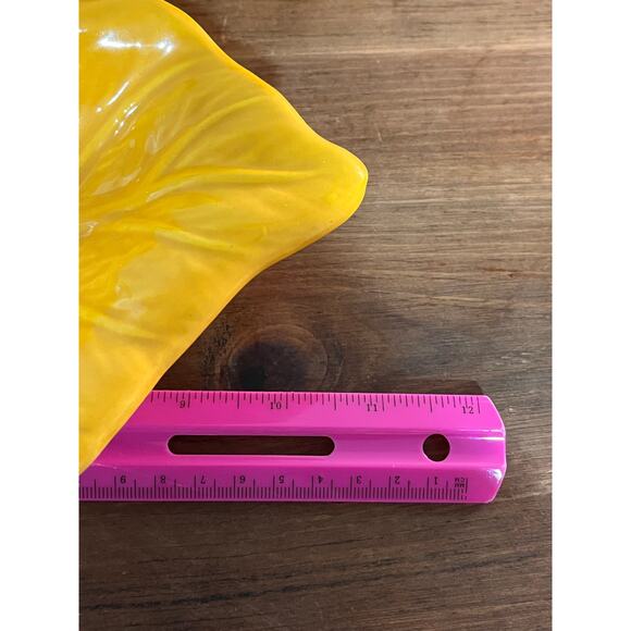 Vtg California Pottery 48 Lazy Susan Yellow Leaf 11" Dish Set MCM USA Pottery - Picture 11 of 12